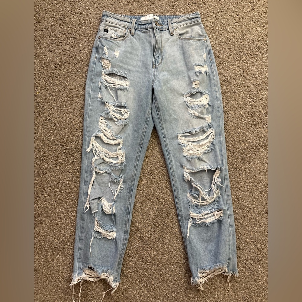 KanCan Ripped Distressed Giovanna High Rise Mom Jeans Size 5 26 - Picture 3 of 16